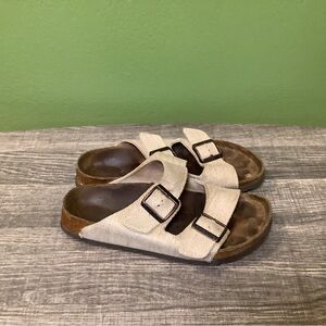Birkenstock Sandals in Cream and Brown